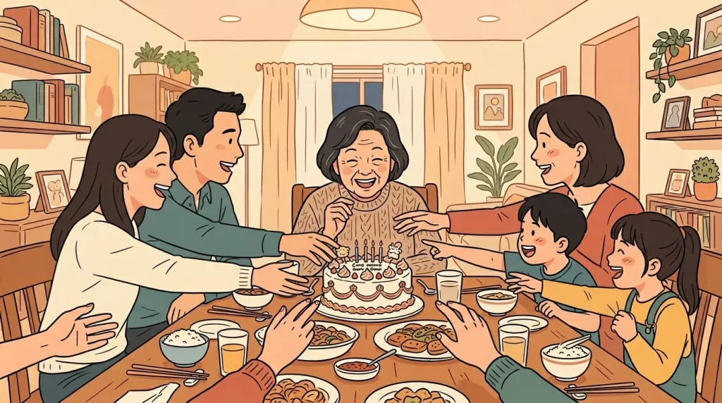 Family gathered around dining table 202606091022 - We found out on a Tuesday morning.