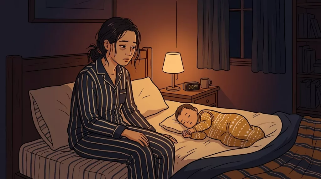 Mother awake with baby 202606091011 - Nobody prepares you for the postpartum body. Not really.