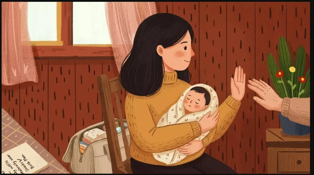 Mother blocking hand taking baby 202606300831 - I remember lying awake in the dark, scrolling through my phone, searching for answers on how to tell in-laws not to overstep with new baby, hoping to find a magical script that would fix everything without hurting anyone's feelings.