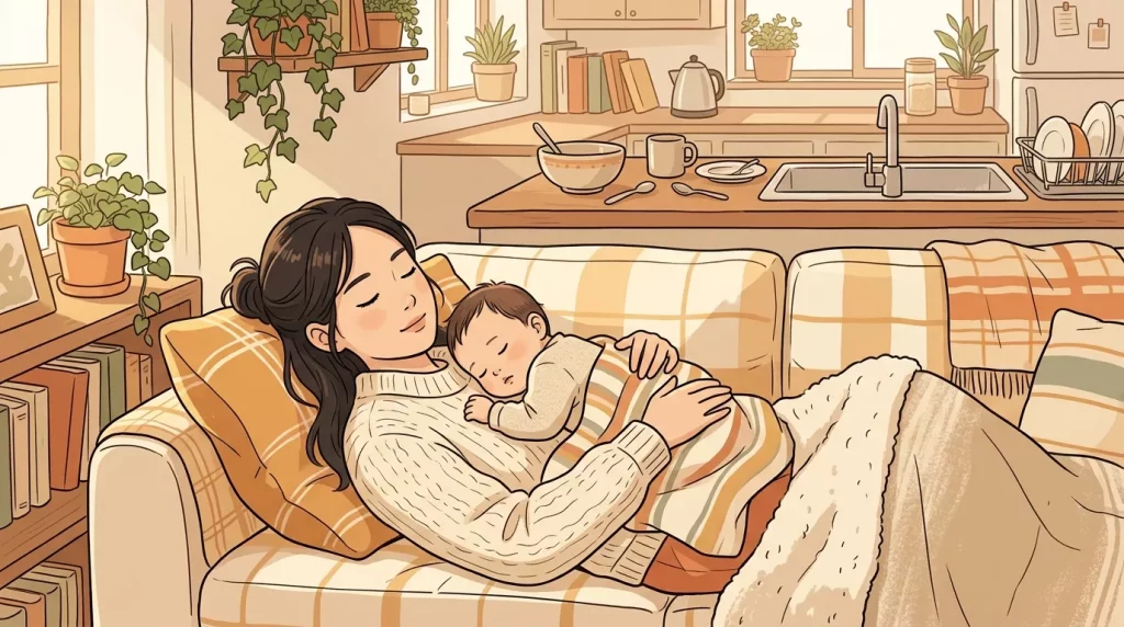 Mother resting with baby 202606091011 - Nobody prepares you for the postpartum body. Not really.