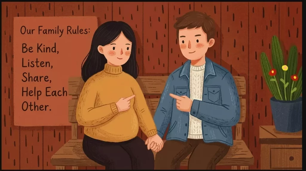 Parents holding hands on bench 202606300831 - I remember lying awake in the dark, scrolling through my phone, searching for answers on how to tell in-laws not to overstep with new baby, hoping to find a magical script that would fix everything without hurting anyone's feelings.