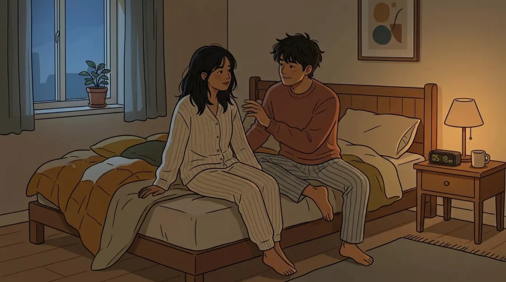 Young couple on bed 202606091022 1 - We found out on a Tuesday morning.