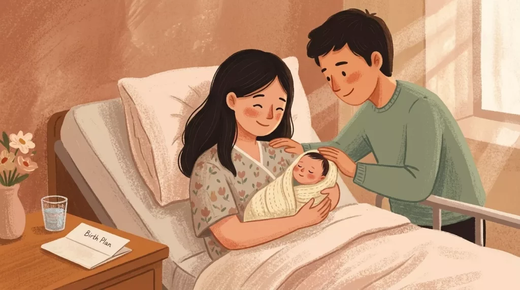 Mother holding newborn in hospital 202607031457 - I thought a birth plan was supposed to make birth predictable.