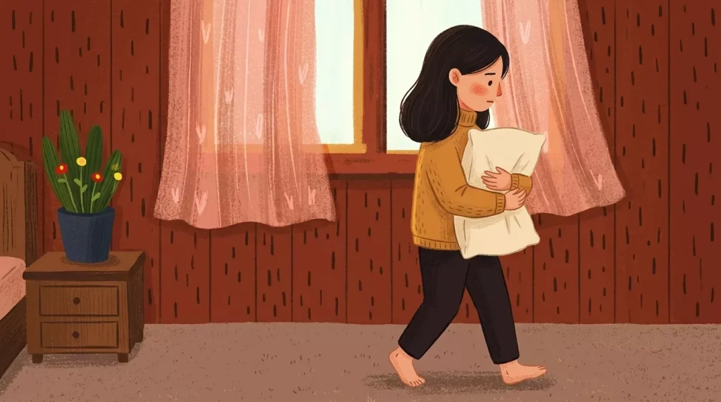 Young mother walking cozy bedroom 202607010909 - I had spent nine months preparing for a birth that never happened.